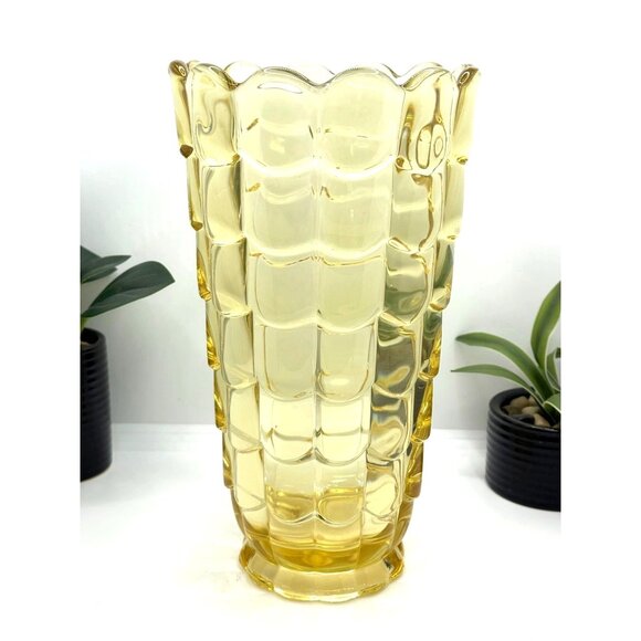 Vintage 40s Cambridge Glass Vase Mandarin Gold Cascade Waterfall - Picture 3 of 10